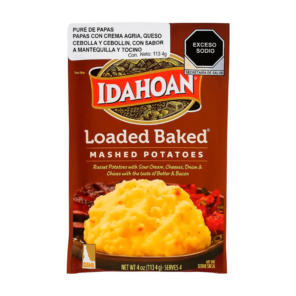 Puré de papas crema agria y cebollino, sabor mantequilla y tocino Idahoan (113.4 g / 4 oz) - Miniatura 2