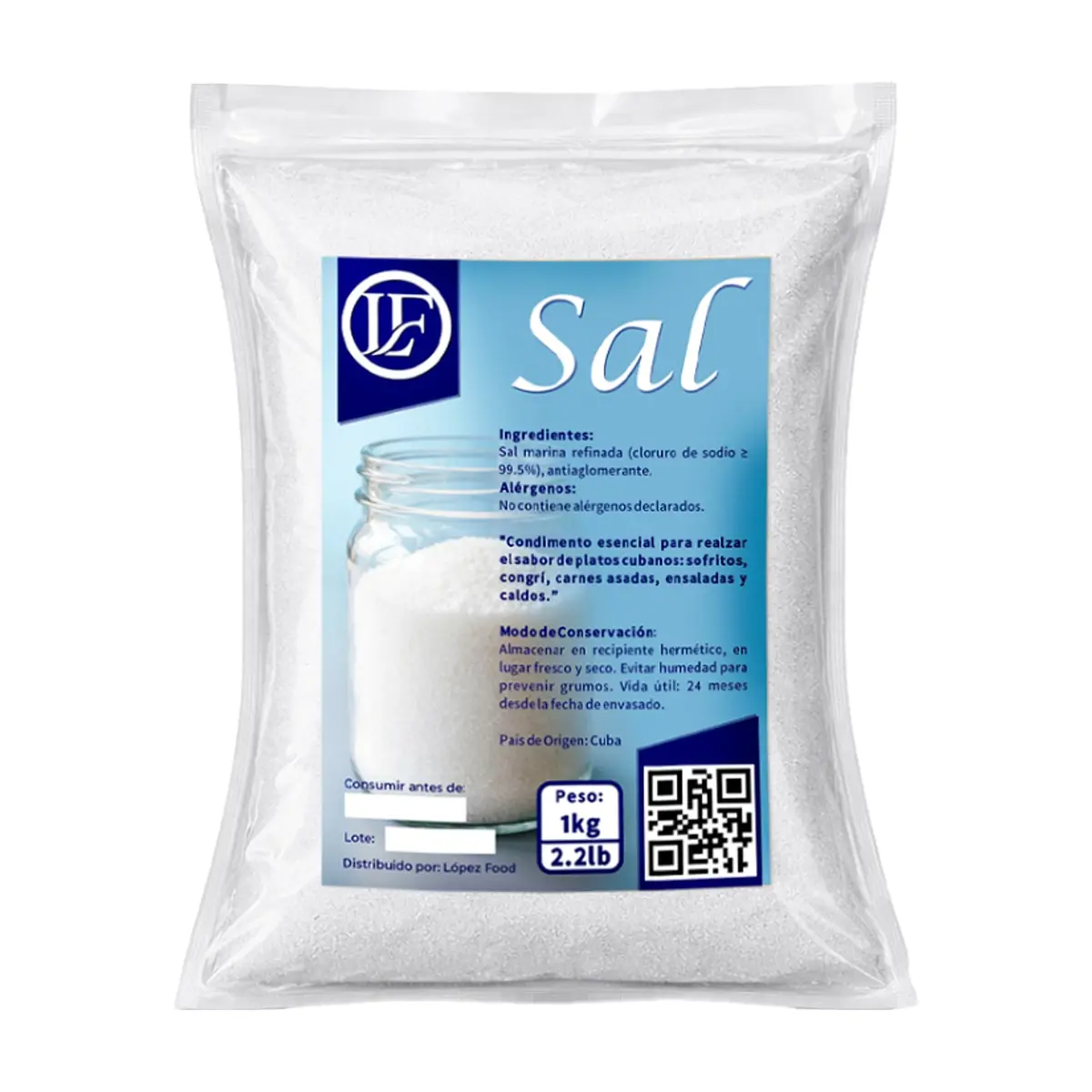 Sal marina refinada LF (1 kg / 2.2 lb)