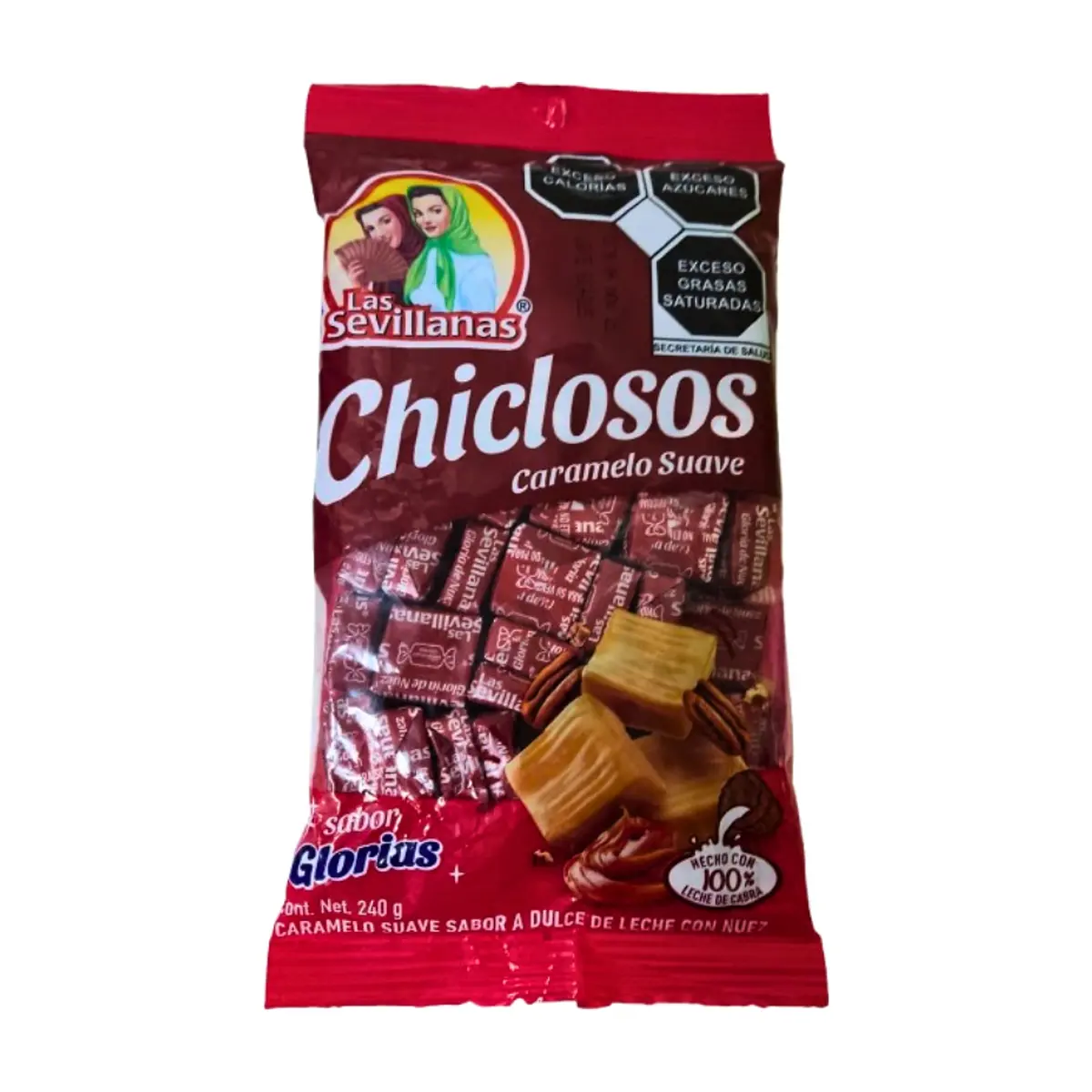 Caramelos suaves sabor a dulce de leche con nuez Chiclosos Las Sevillanas (240 g / 8.4 oz)