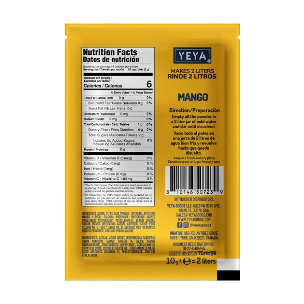 Refresco instantáneo sabor mango YEYA (10 x 10 g / 0.35 oz) - Thumbnail 2