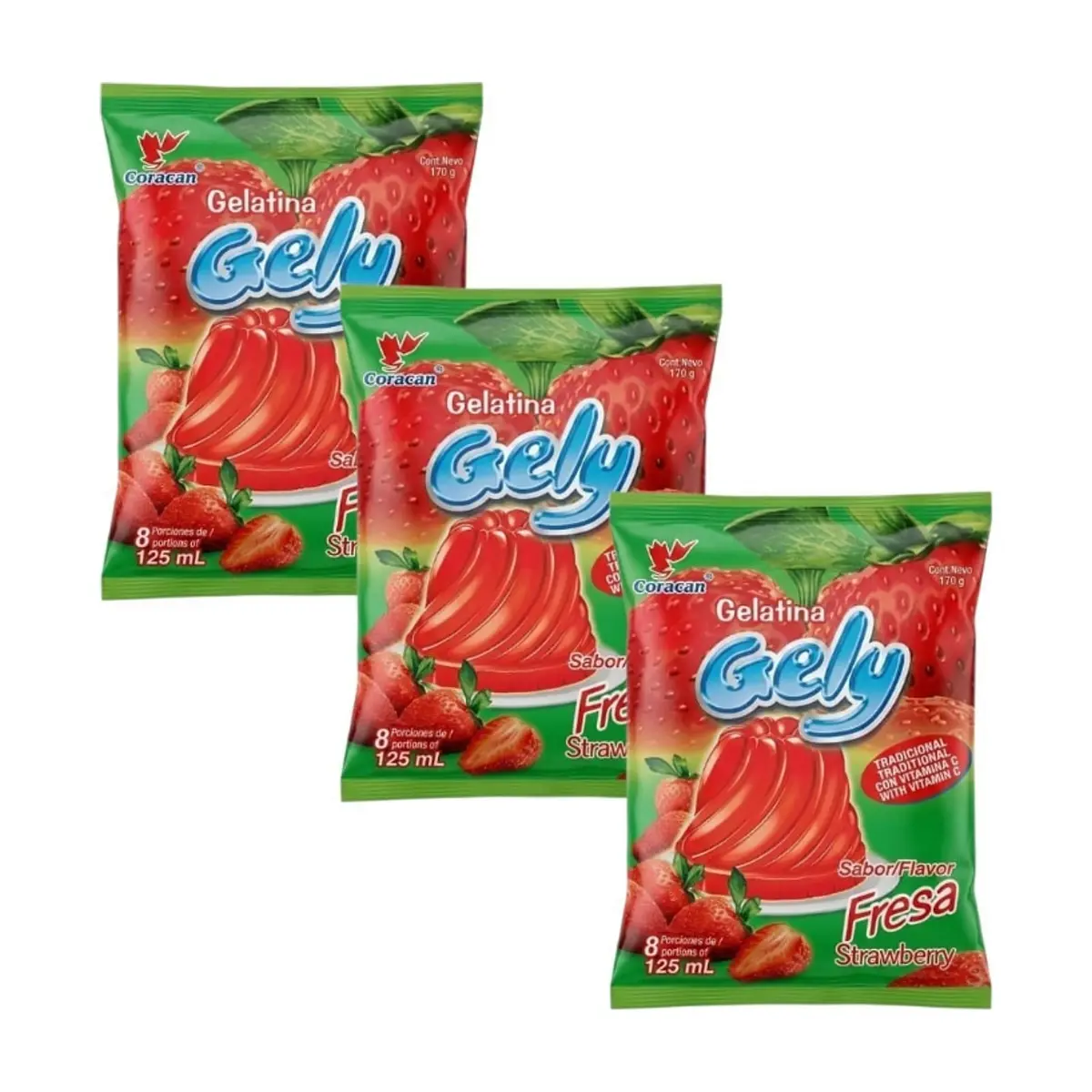 Gelatina sabor fresa Gely (3 x 170 g / 6 oz) - Imagen 1