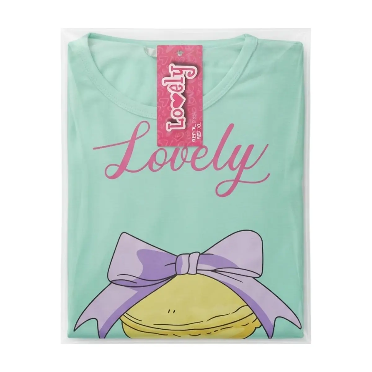 Pijama de dos piezas femenino color verde con diseño central macarons Lovely (Talla S) - Thumbnail 2