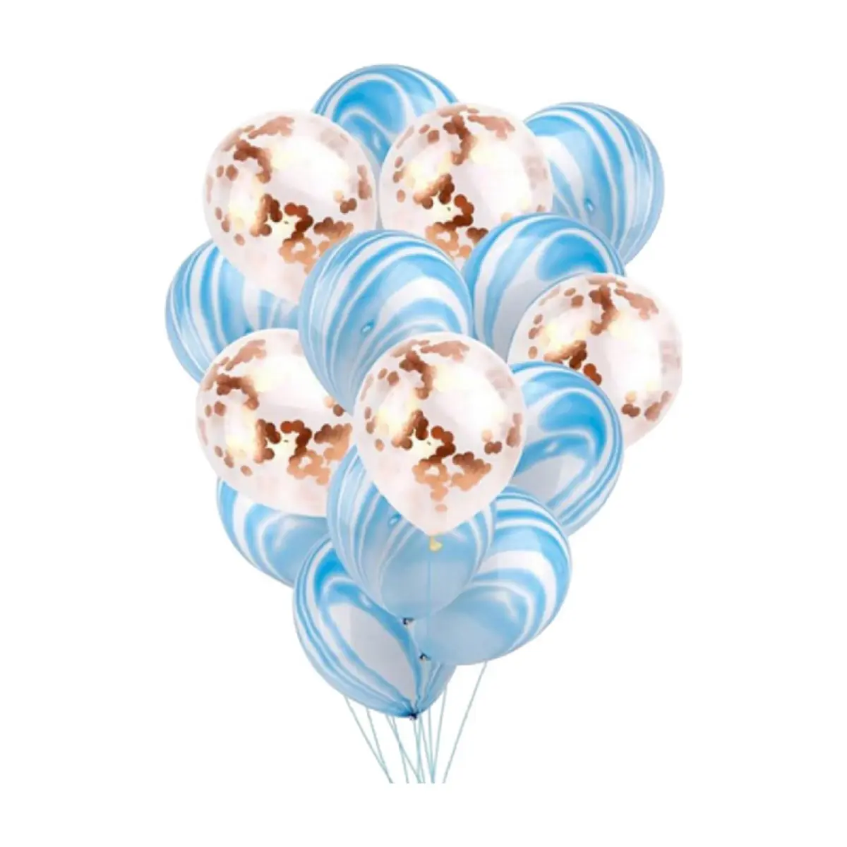 Set de globos redondos azules y dorados (15 U)