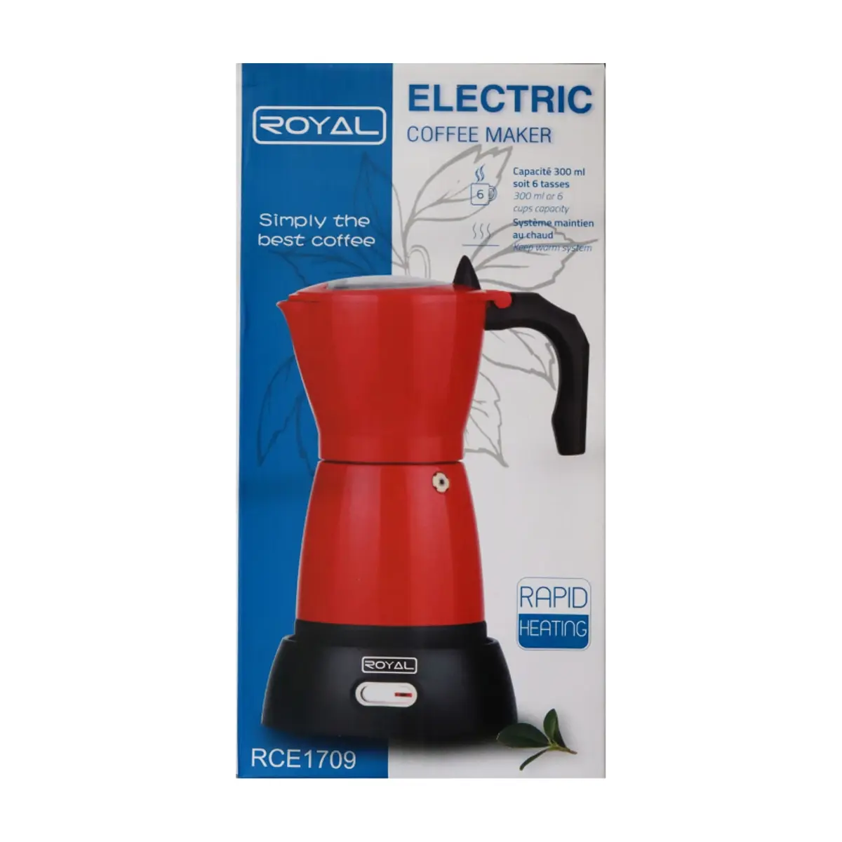 Cafetera eléctrica de 6 tazas color rojo Royal RCE1709 - Thumbnail 3