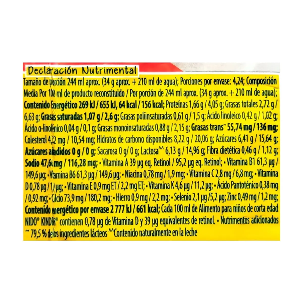 Alimento fortificado a base de leche para niños de 1 a 3 años Nestlé Nido (144 g / 5.07 oz) - Thumbnail 5