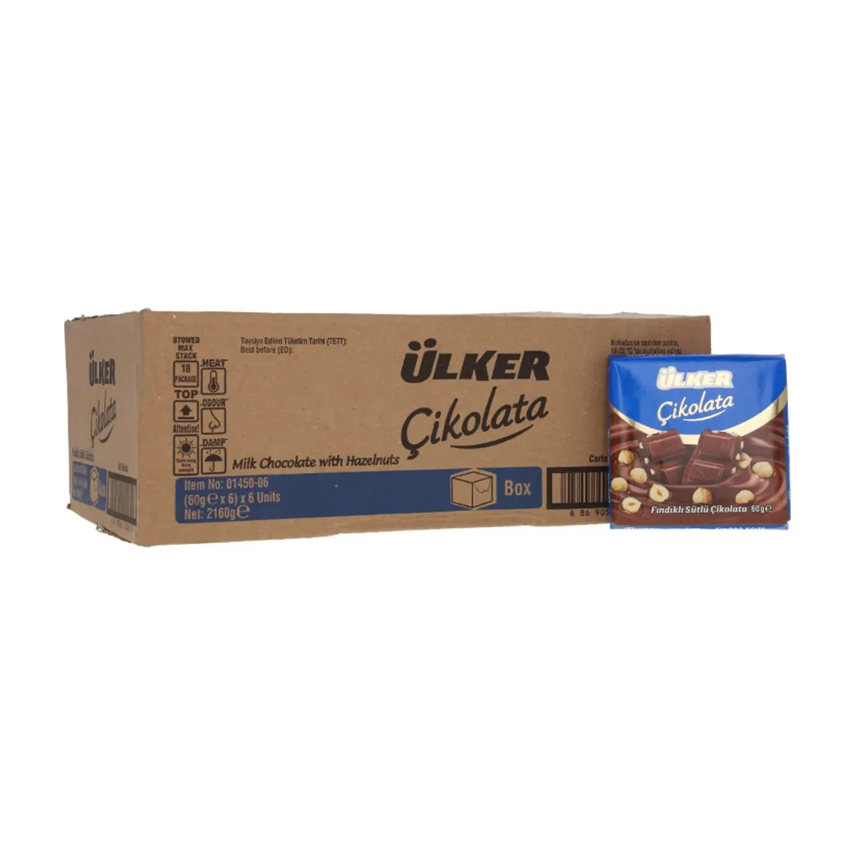 Caja de barras de chocolate con avellanas Ülker (36 x 60 g / 2.13 oz)