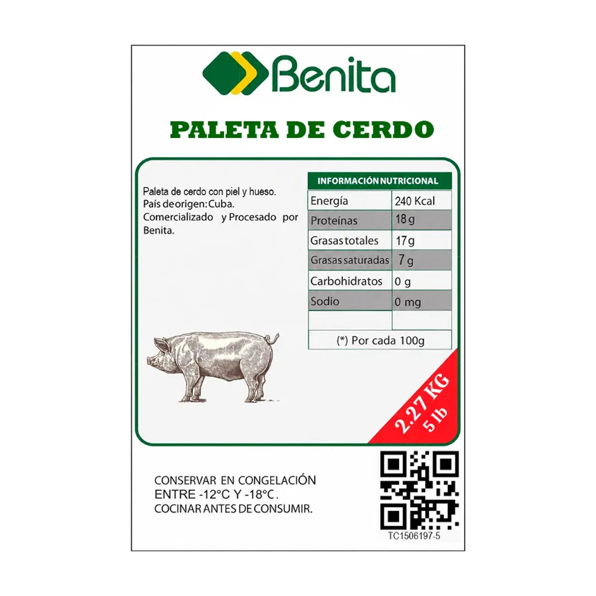 Paleta de cerdo con piel y hueso Benita (2.27 kg / 5 lb) - Miniatura 4