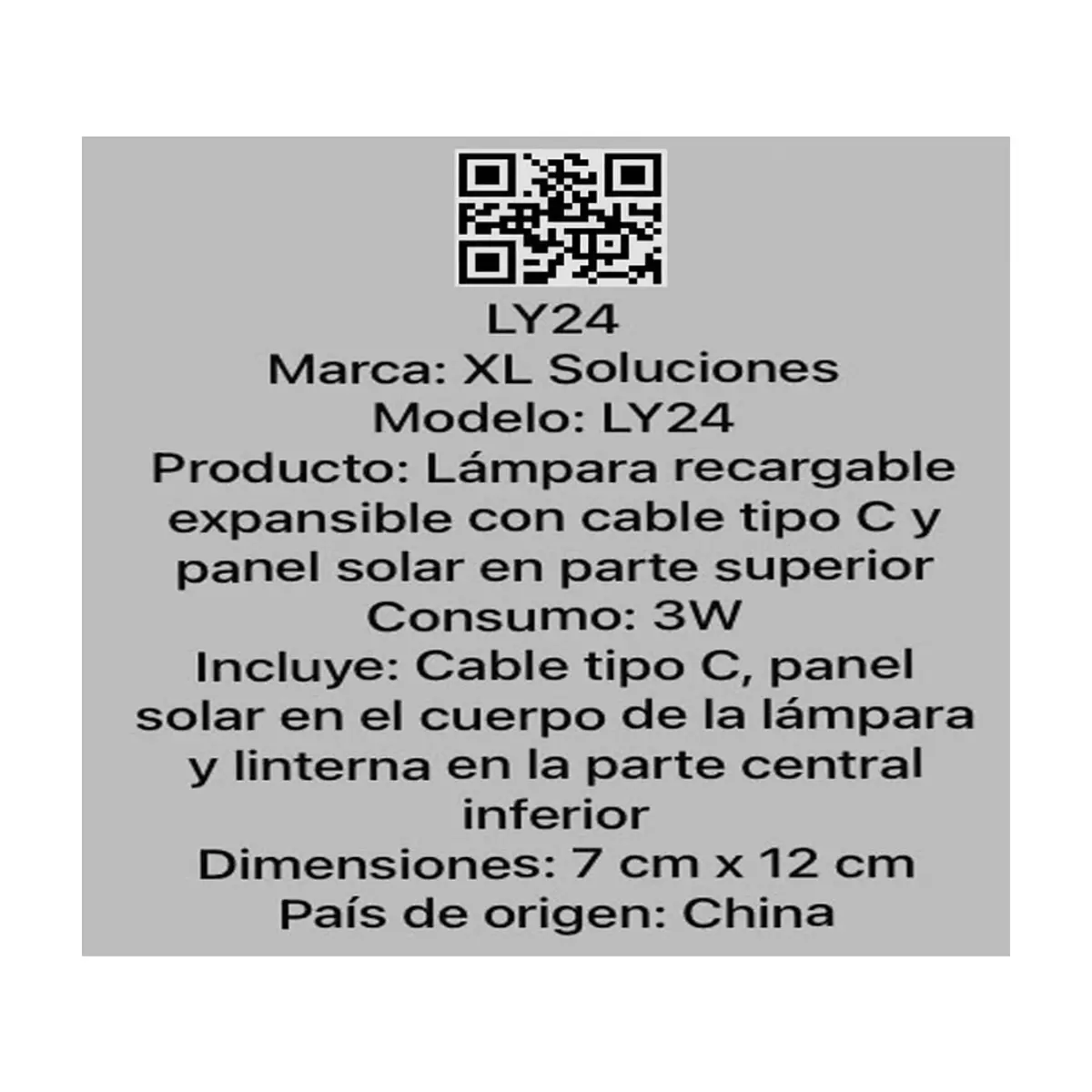 Lámpara recargable expansible con cable tipo C y panel solar en parte superior XL Soluciones LY24 - Miniatura 4