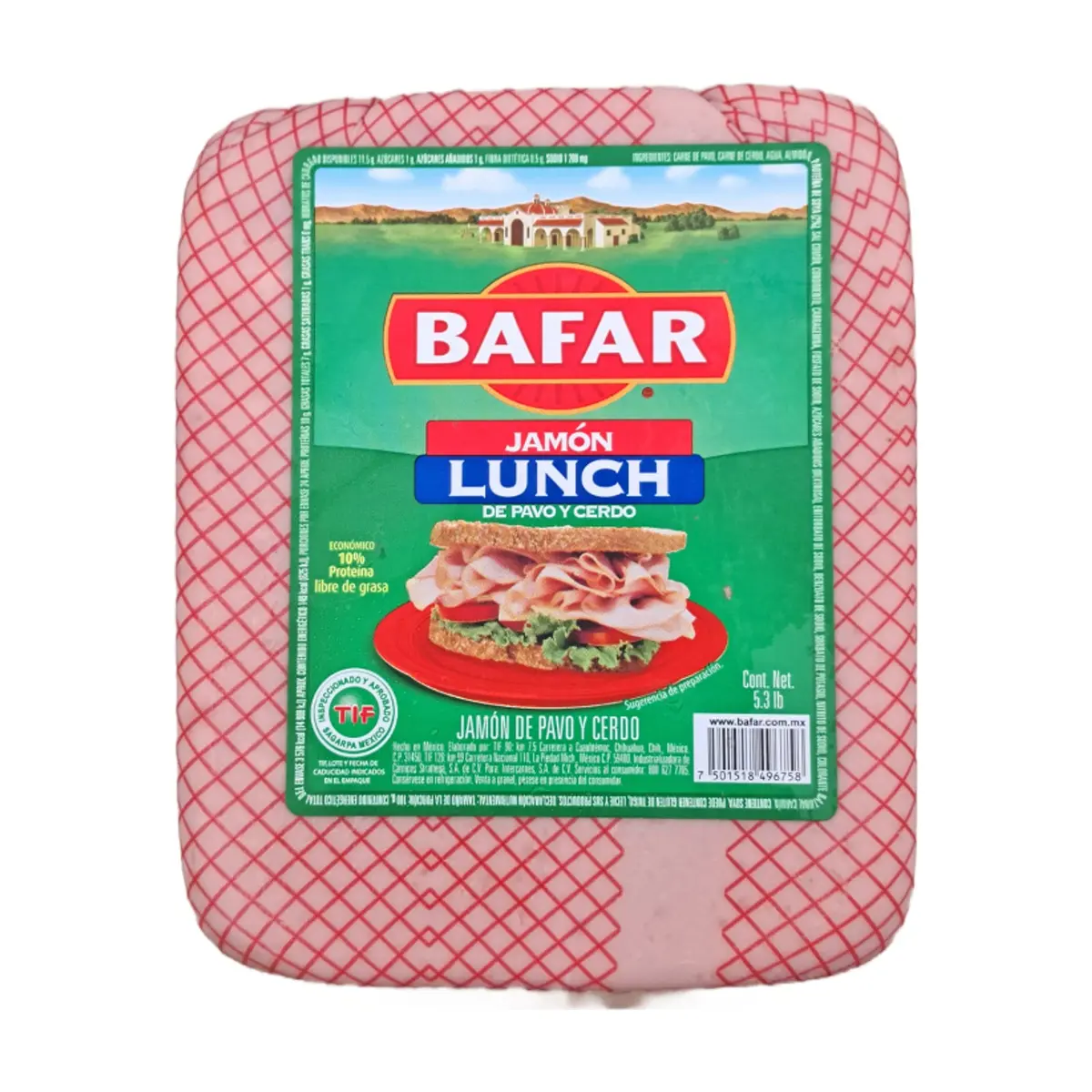 Jamón Lunch de Pavo y Cerdo Bafar (2.4 kg / 5.3 lb)