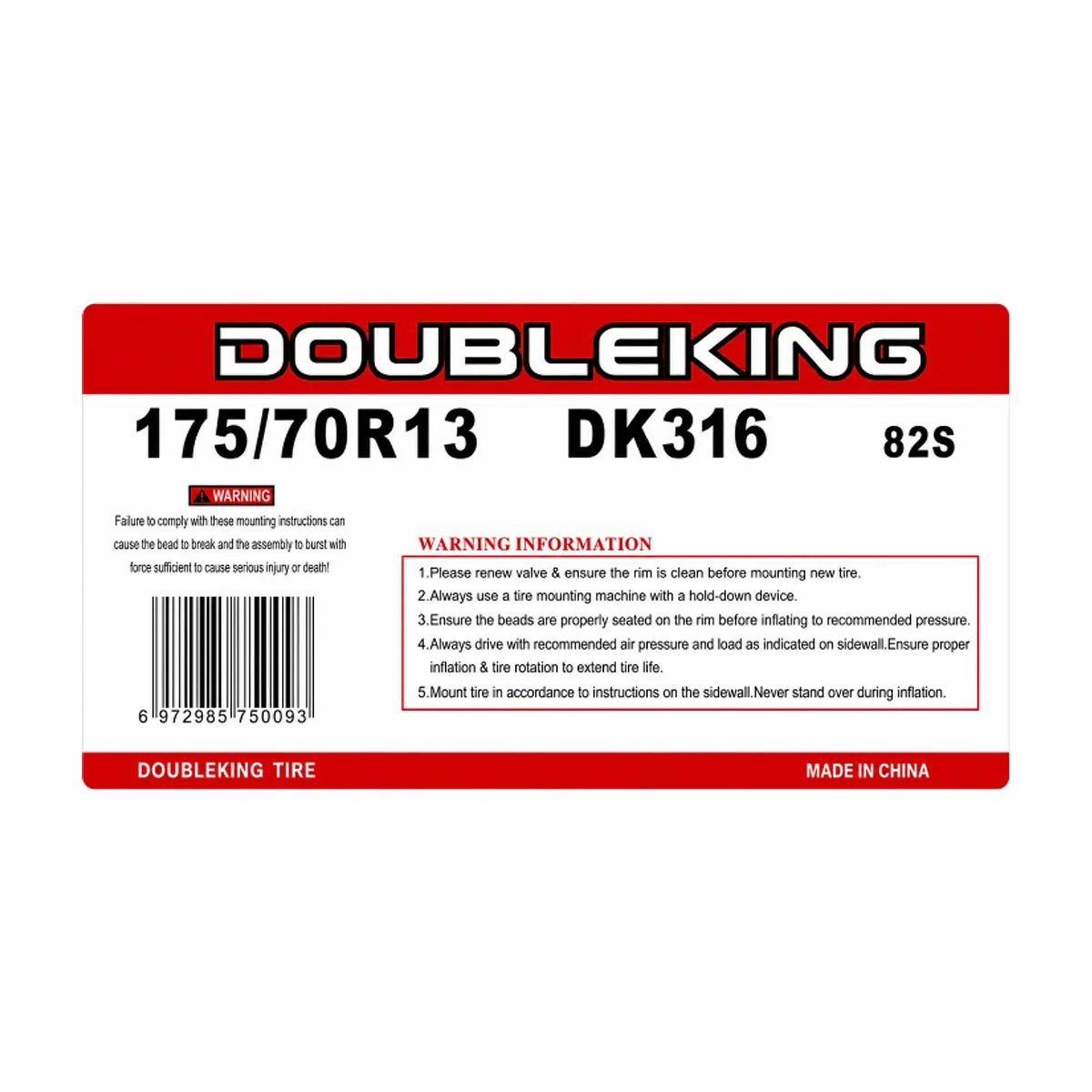 Neumático -goma- para carro 175/70 R13 Double King DK316 - Miniatura 4