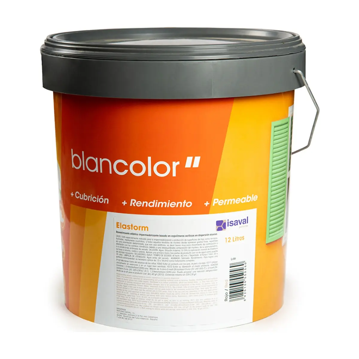 Pintura elástica impermeabilizante color rojo elastorm Blancolor Isaval (12 L) - Thumbnail 4