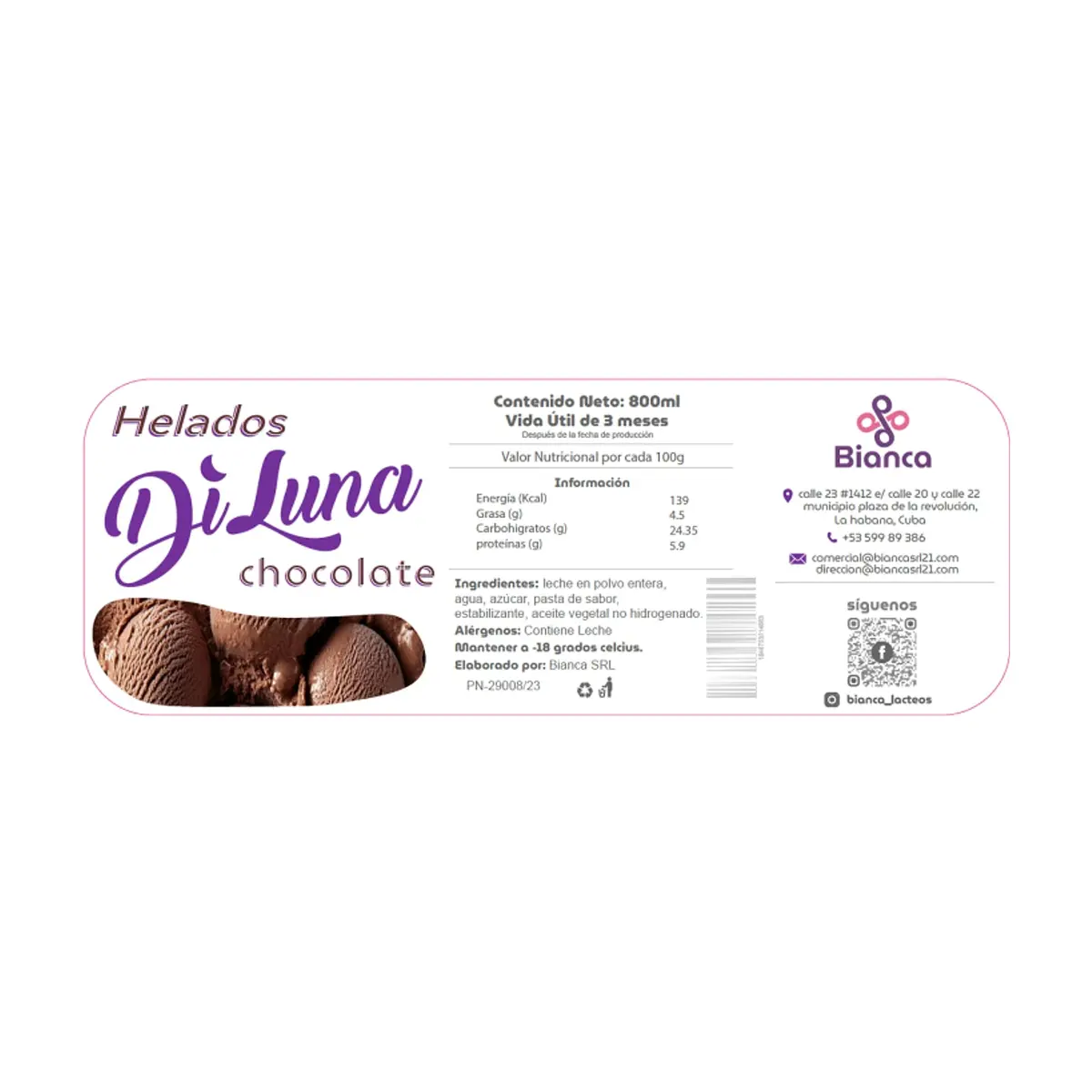 Helado sabor chocolate + sabor fresa + sabor vainilla DiLuna - Thumbnail 2
