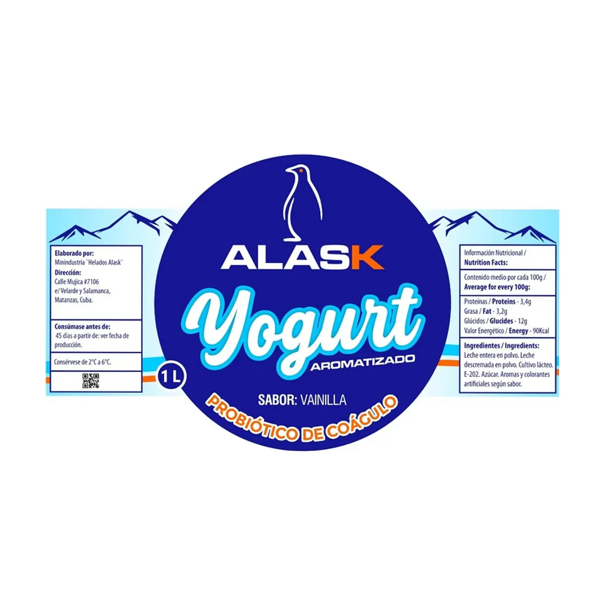 Yogurt probiótico de coágulo sabor vainilla Alask (1 L) - Thumbnail 2