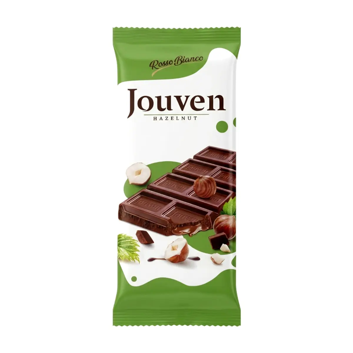 Tableta de chocolate rellena de crema de avellanas Jouven Rosso Bianco (50 g / 1.76 oz) - Miniatura 1
