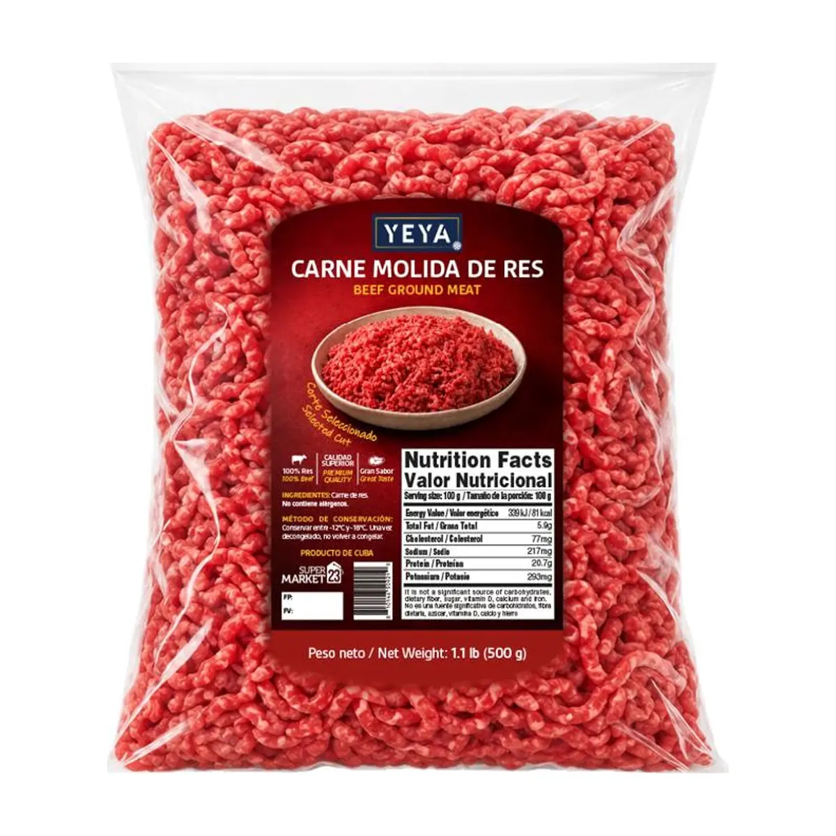 Carne molida de res YEYA (500 g / 1.1 lb) - Miniatura 1