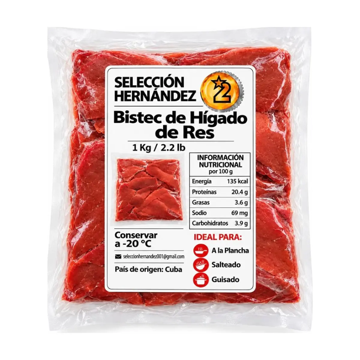 Bistec de Hígado de Res Selección Hernández (1 kg / 2.2 lb) - Miniatura 1