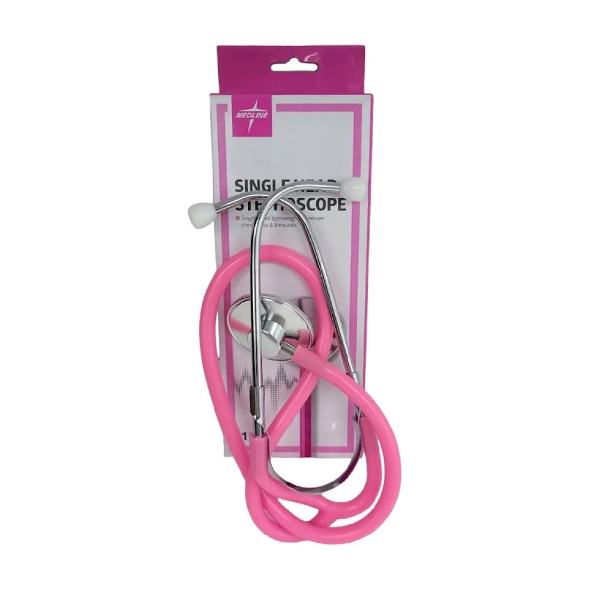 Estetoscopio rosado con un cabezal Medline