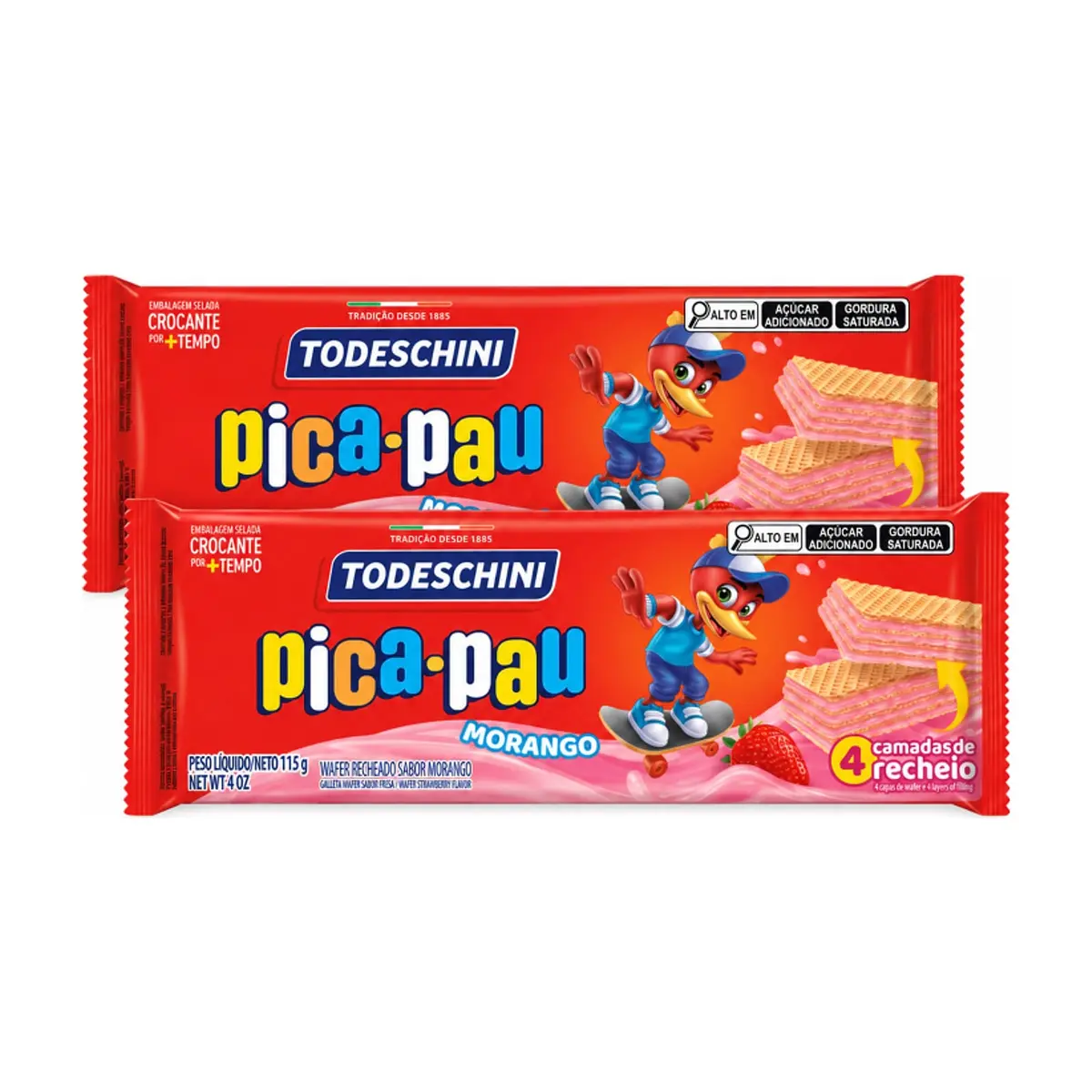 Sorbeto de fresa pica-pau Todeschini (2 x 115 g / 4.06 oz) - Imagen 1
