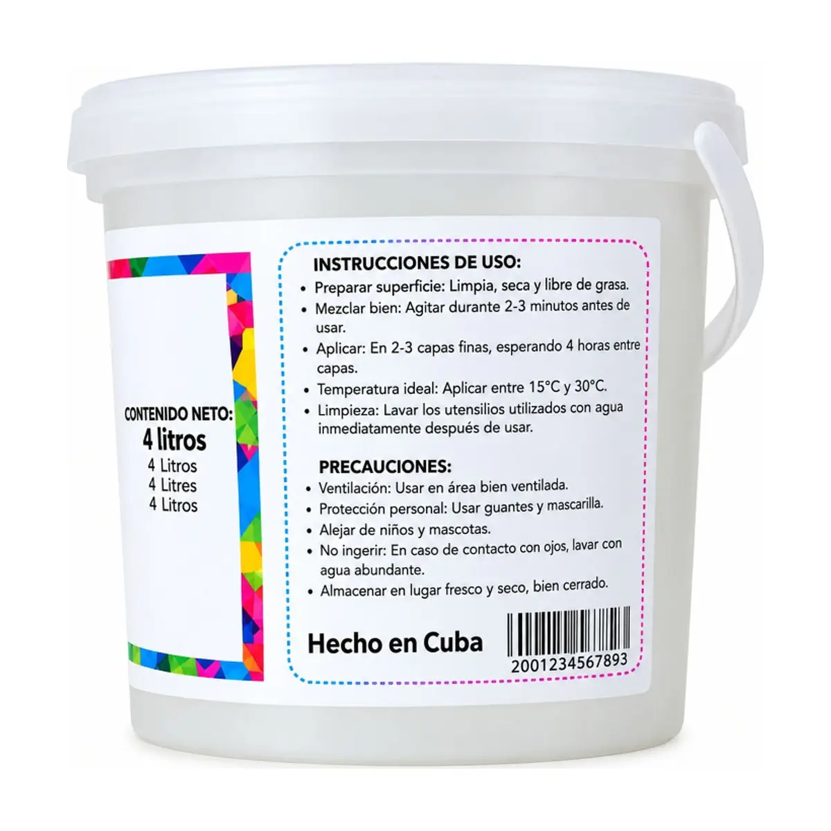 Pintura vinílica interior y exterior color blanco Bello Hogar (4 L) - Thumbnail 2
