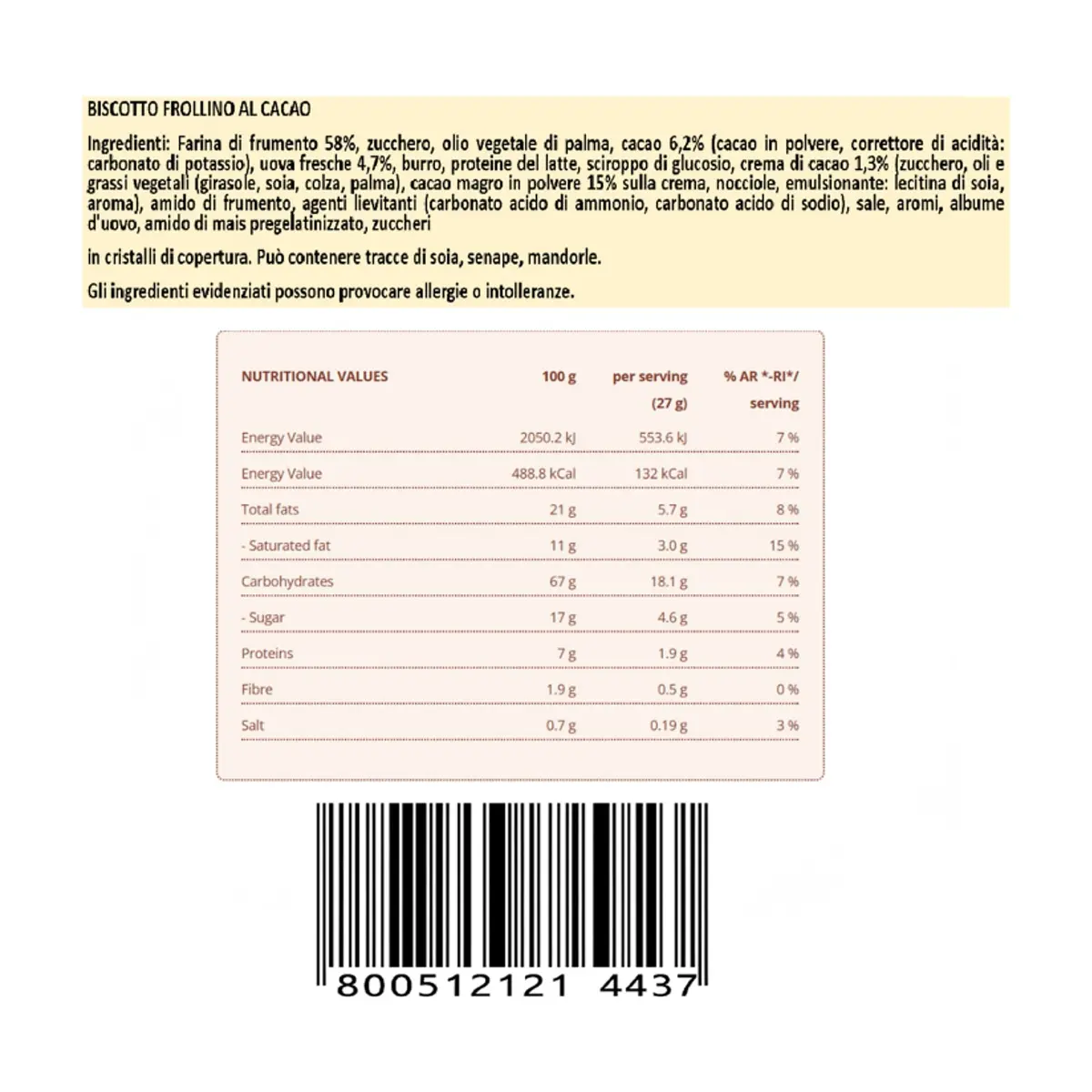 Galletas de cacao Cà Cao Divella (400 g / 14.11 oz) - Thumbnail 2