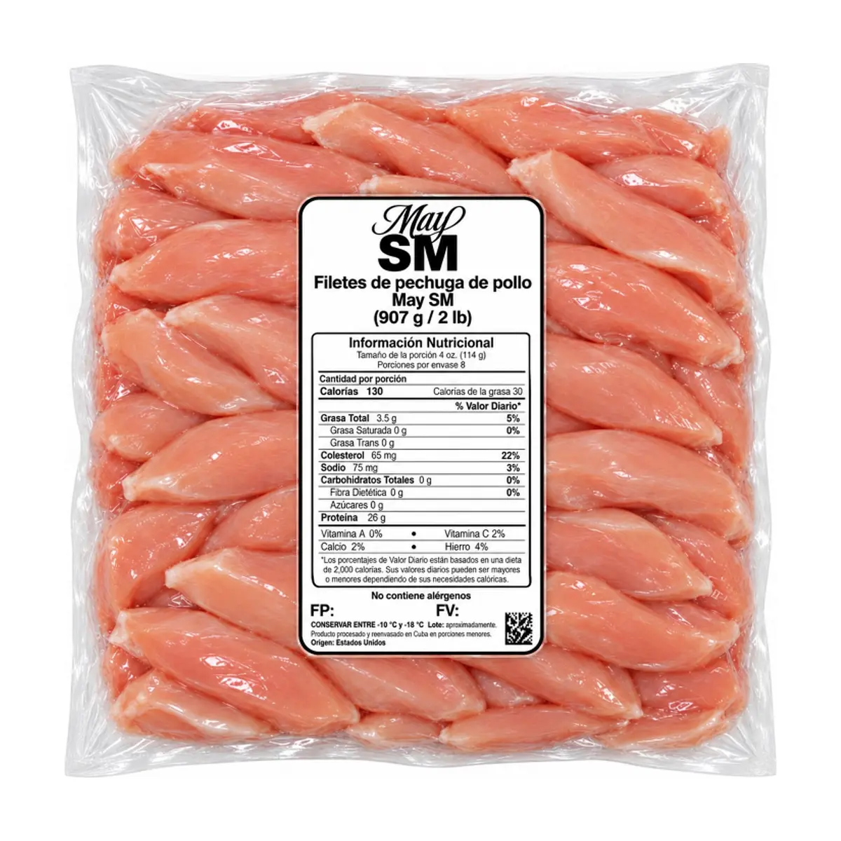 Filetes de pechuga de pollo sin piel y sin hueso May SM (907 g / 2 lb) - Miniatura 1
