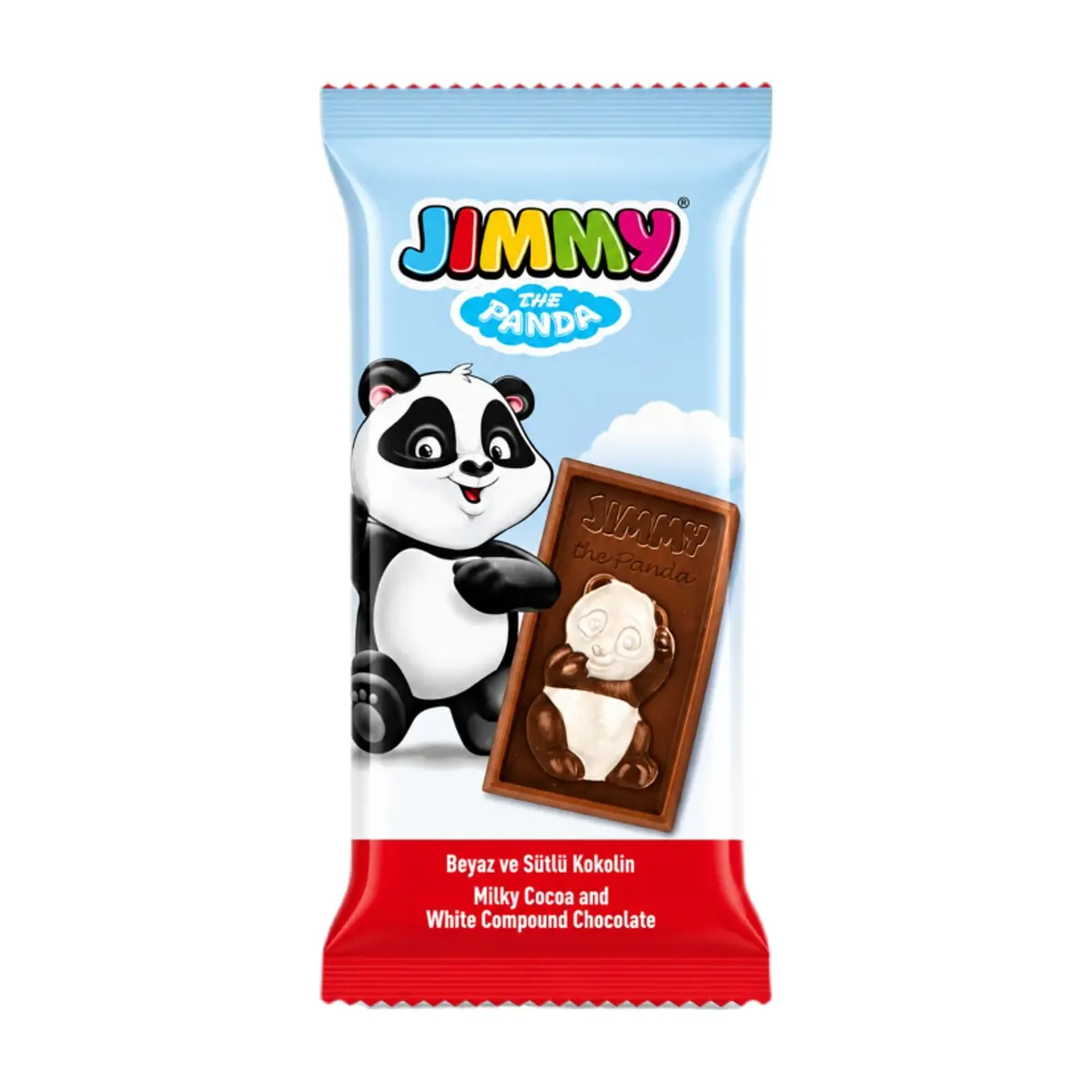 Tableta de chocolate compuesto de cacao con leche y chocolate blanco Jimmy Panda (40 g / 1.41 oz)