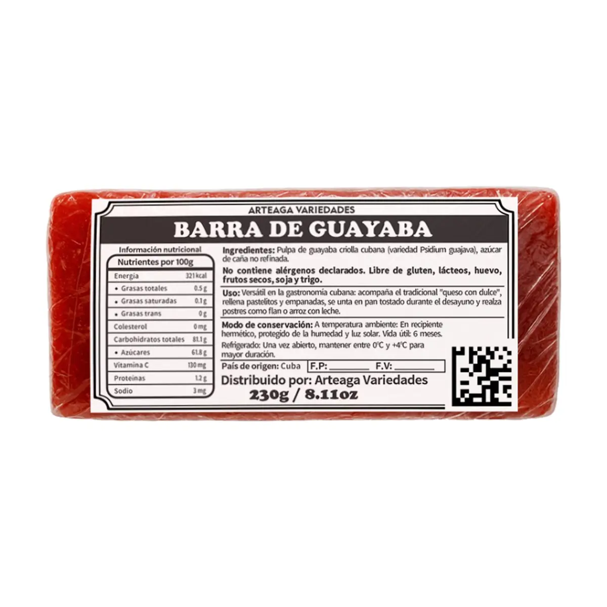 Barra de guayaba Arteaga Variedades (230 g / 8.11 oz)