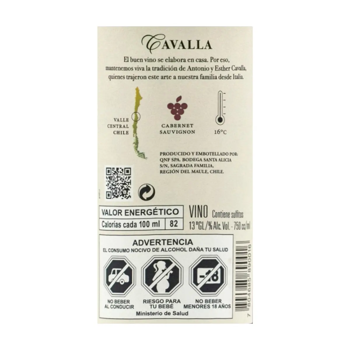 Vino Tinto Cabernet Sauvignon Cavalla (750 ml) - Thumbnail 3