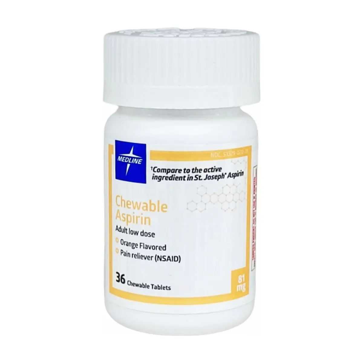 Aspirina ácido acetilsalicílico masticable sabor naranja 81 mg Medline (36 tabletas)