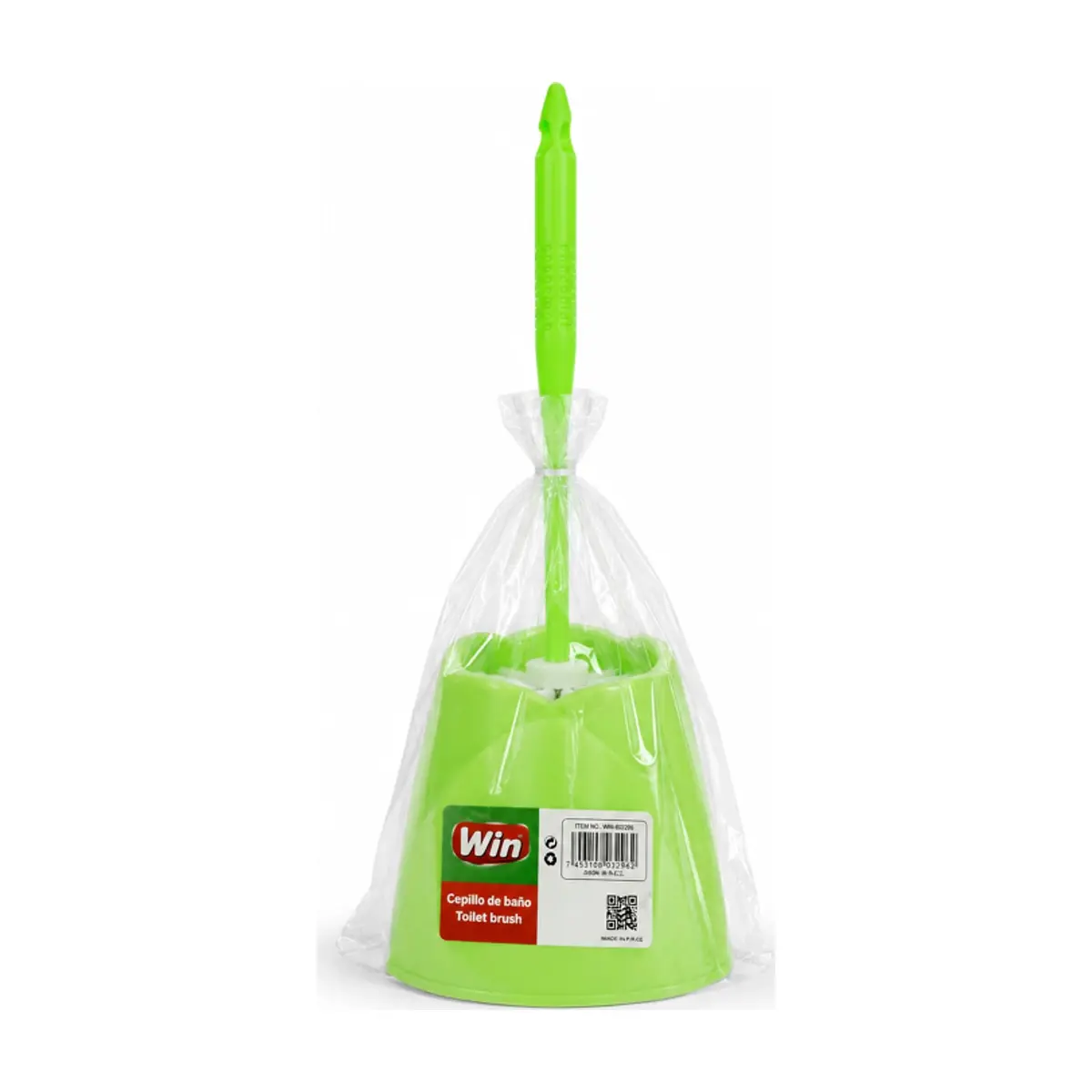 Escobilla de baño de plástico verde con mango y soporte Win (1 U)
