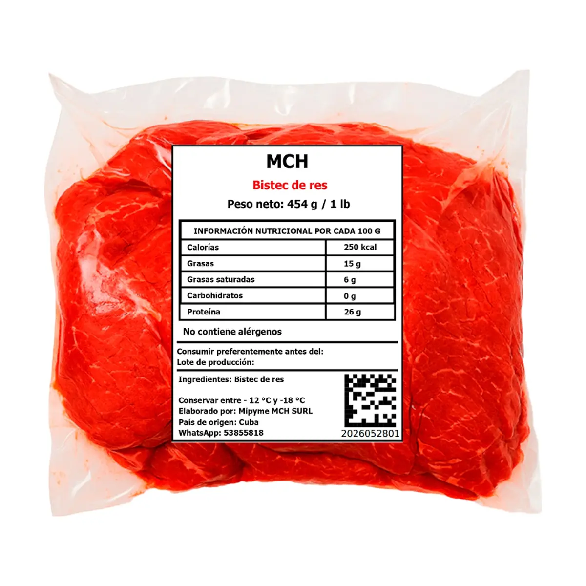 Bistec de res MCH (454 g / 1 lb)