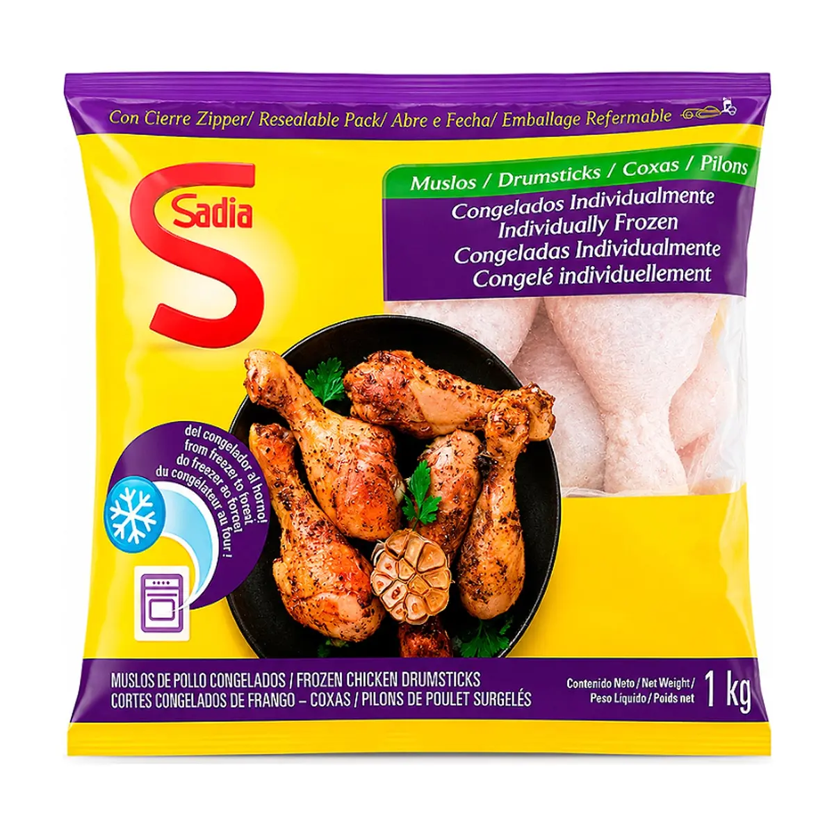 Muslos de pollo congelados Sadia (1 kg / 2.2 lb)