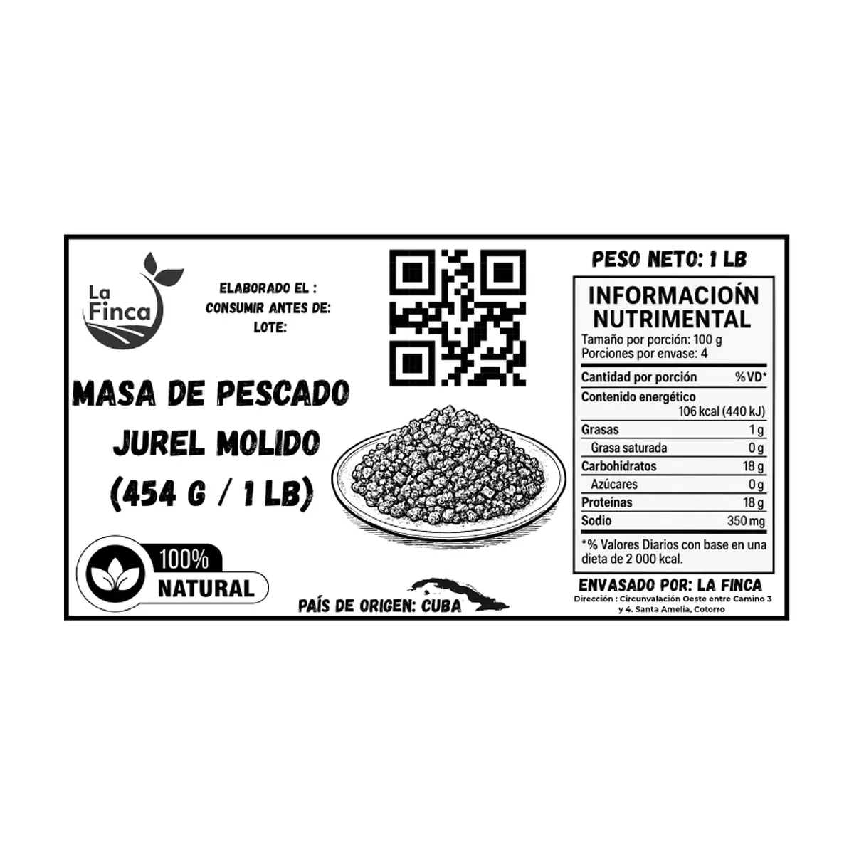 Masa de pescado jurel molida La Finca (454 g / 1 lb) - Thumbnail 3