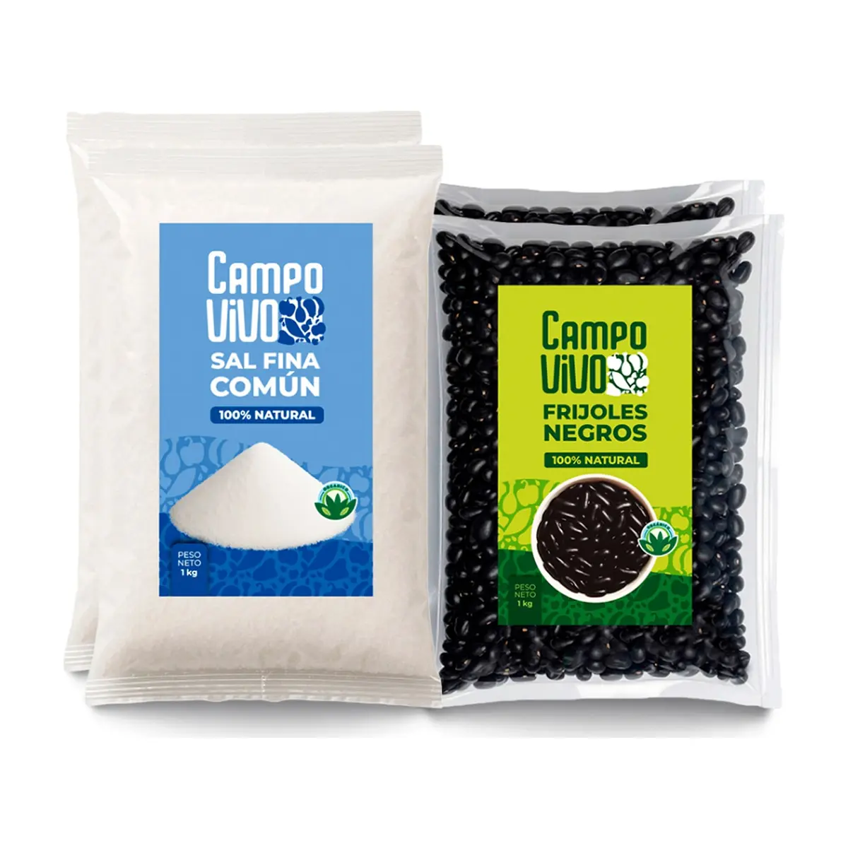 Combo de grano y sazón Campo Vivo #12: Sal fina común + Frijoles negros