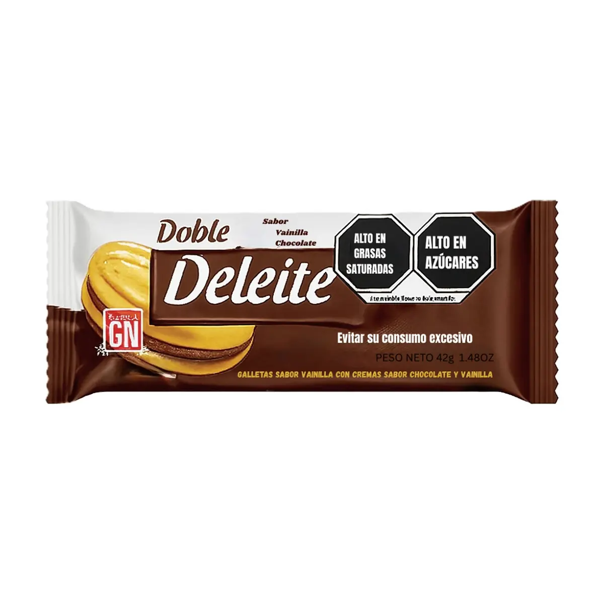 Galletas sabor vainilla con cremas sabor chocolate y vainilla Doble Deleite GN (42 g / 1.48 oz) - Imagen 1