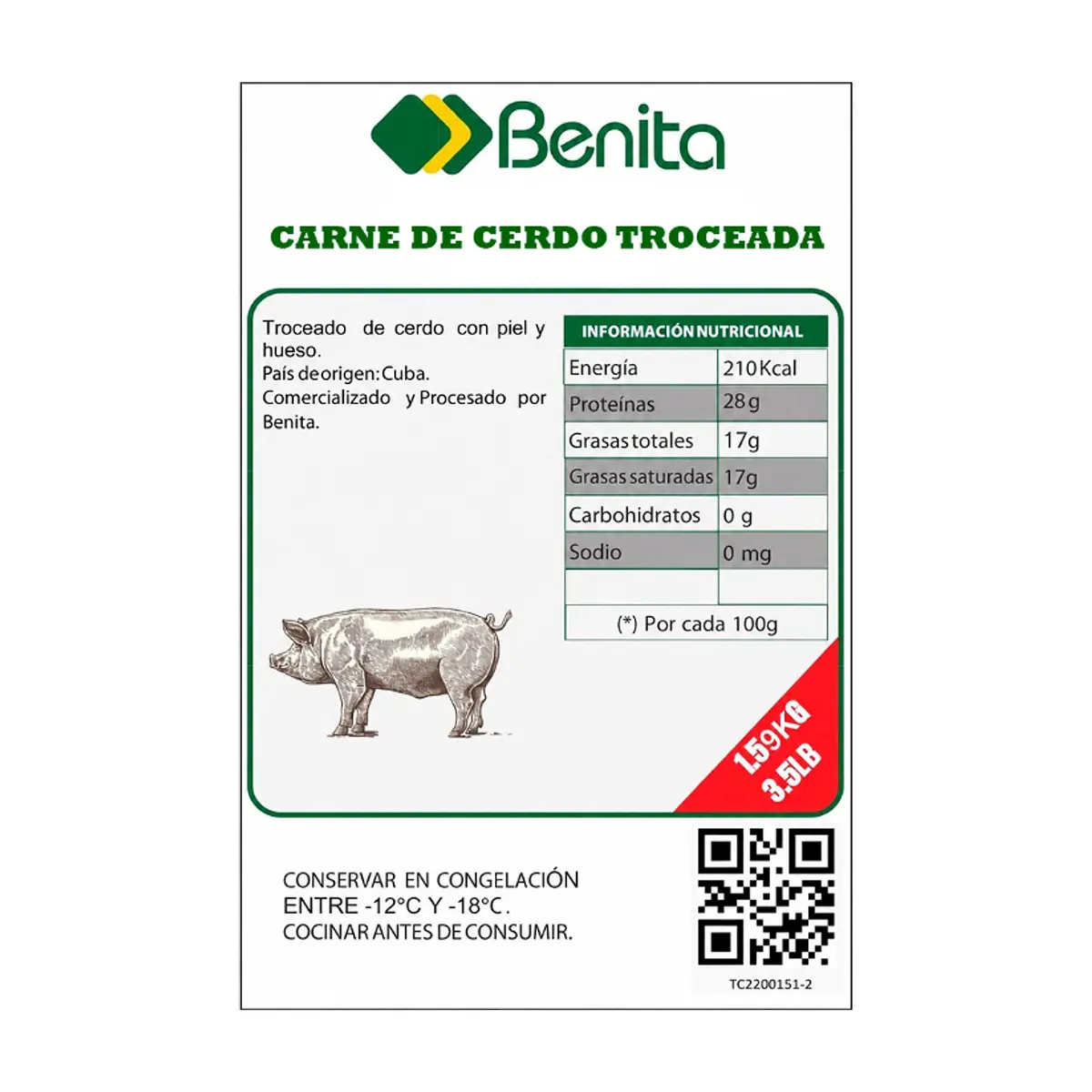 Carne de cerdo troceada Benita (1.59 kg / 3.5 lb) - Miniatura 4