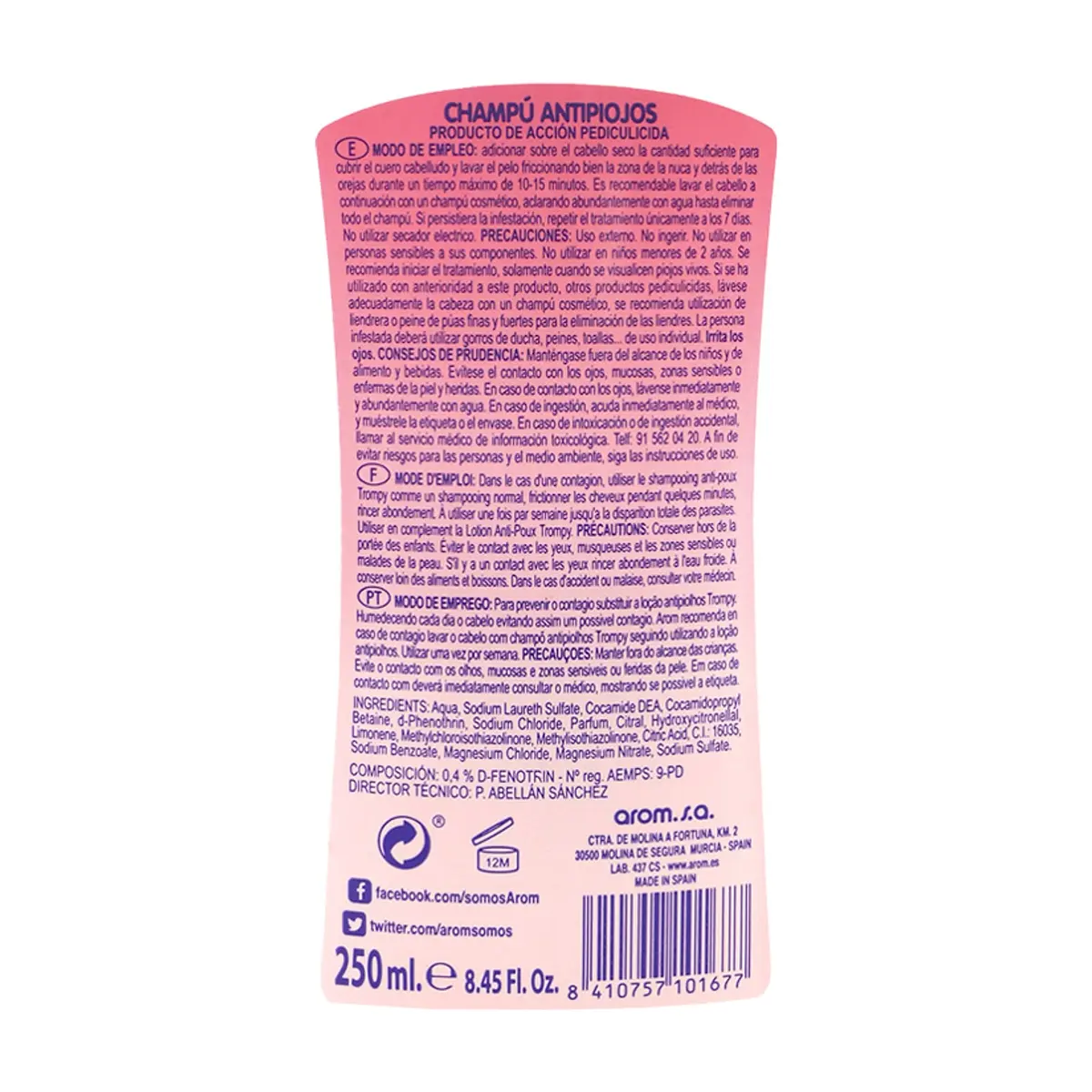 Champú infantil antipiojos Trompy (250 ml) - Thumbnail 3