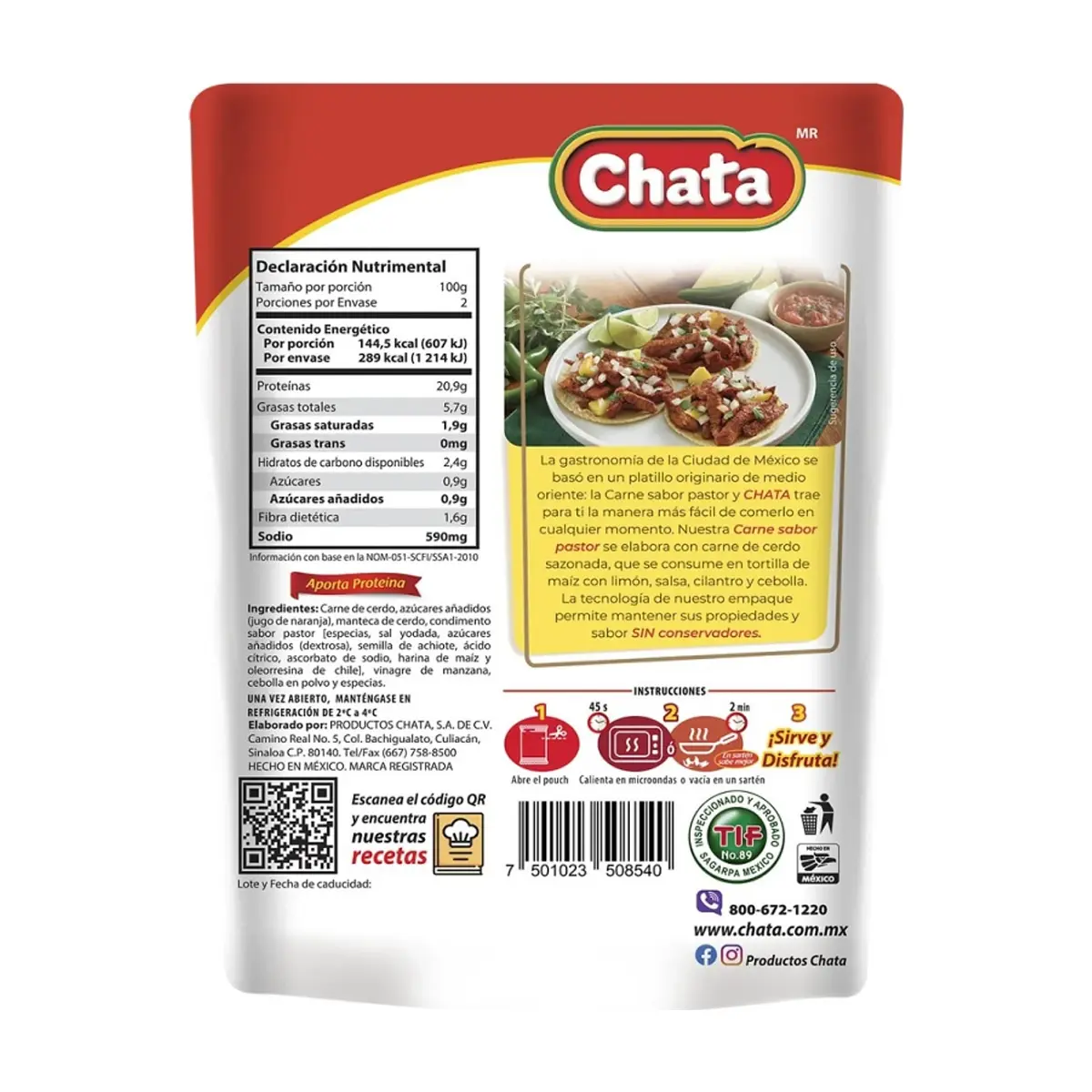 Carne de puerco sabor pastor Chata (200 g / 7.05 oz) - Thumbnail 2