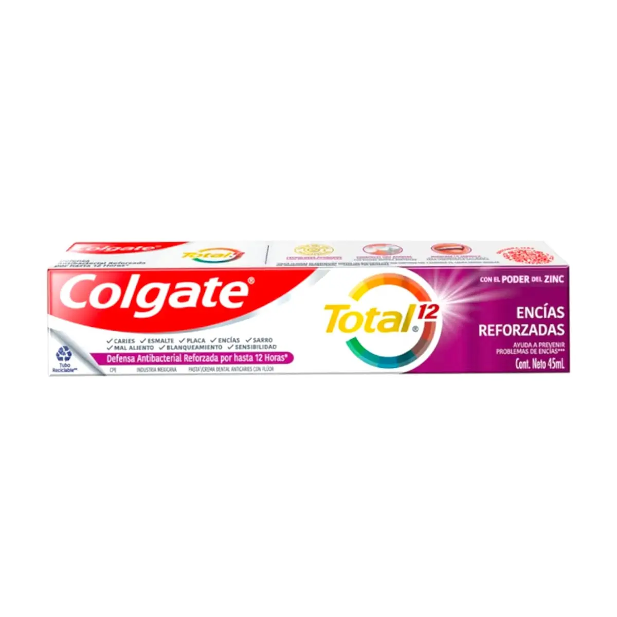Pasta dental encías reforzadas Colgate total 12 (45 ml) - Thumbnail 5