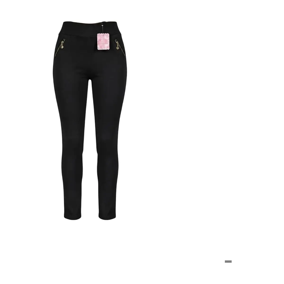 Pantalón negro elastizado de tiro alto con cremallera dorada Lovely Wear (Talla única) - Imagen 1