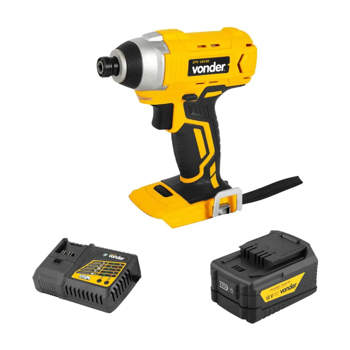 Destornillador - Atornillador de impacto mandril 1/4'' IPV1818I + Batería de 18 V IBV1850 + Cargador de batería rápido de 18 V ICBV1806 Vonder