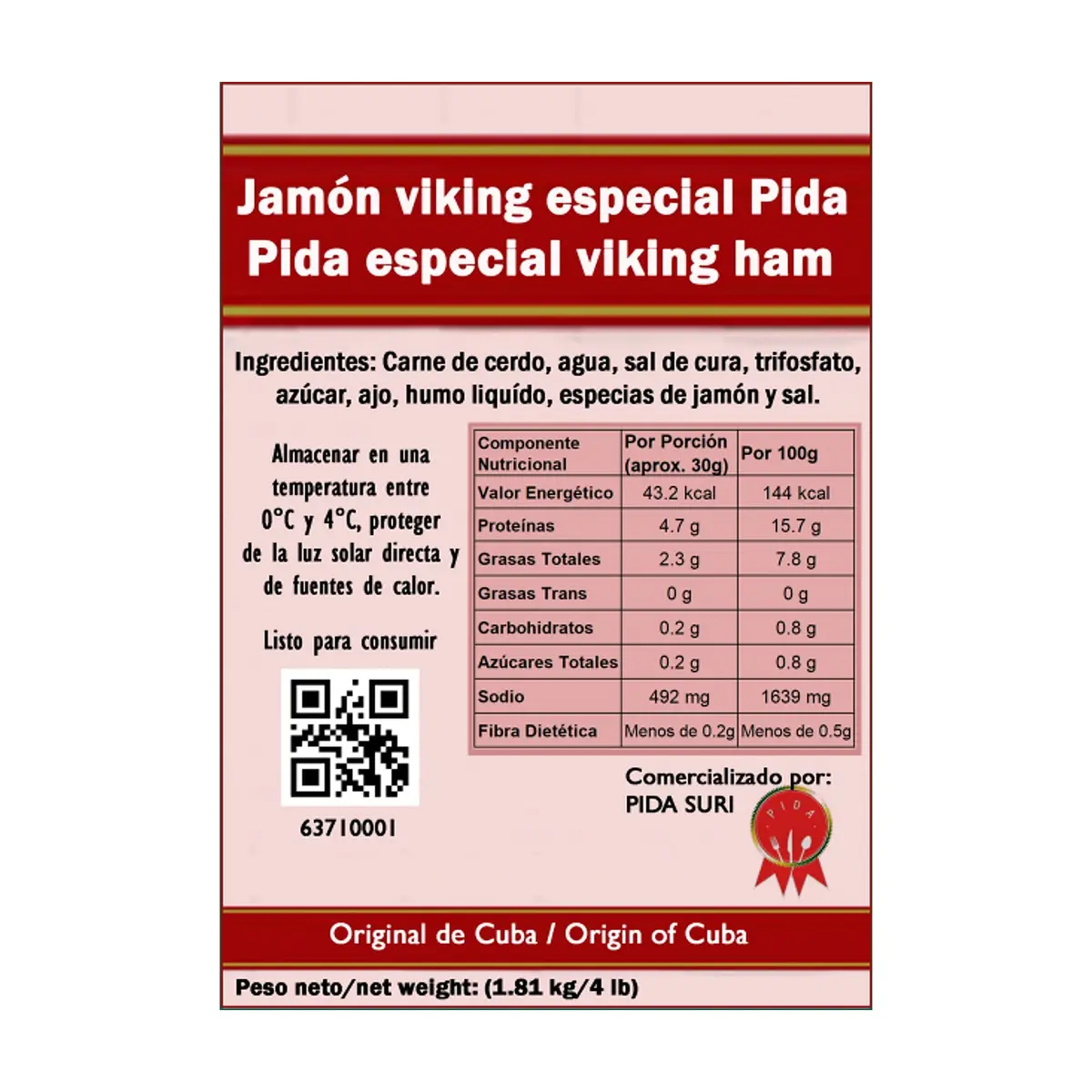 Jamón viking especial Pida (1.81 kg / 4 lb) - Thumbnail 3