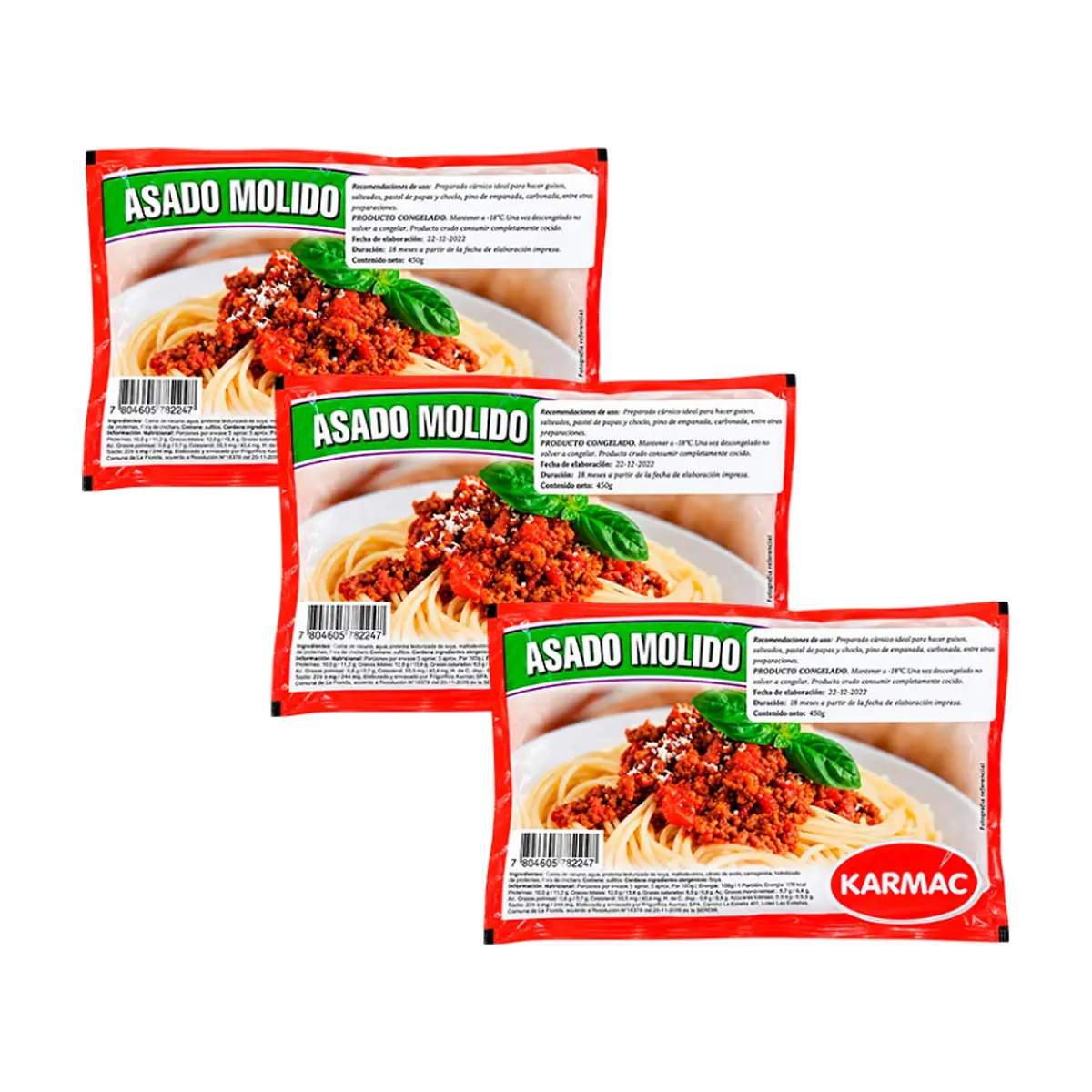Asado molido de res Karmac (3 X 450 g / 15.8 oz)