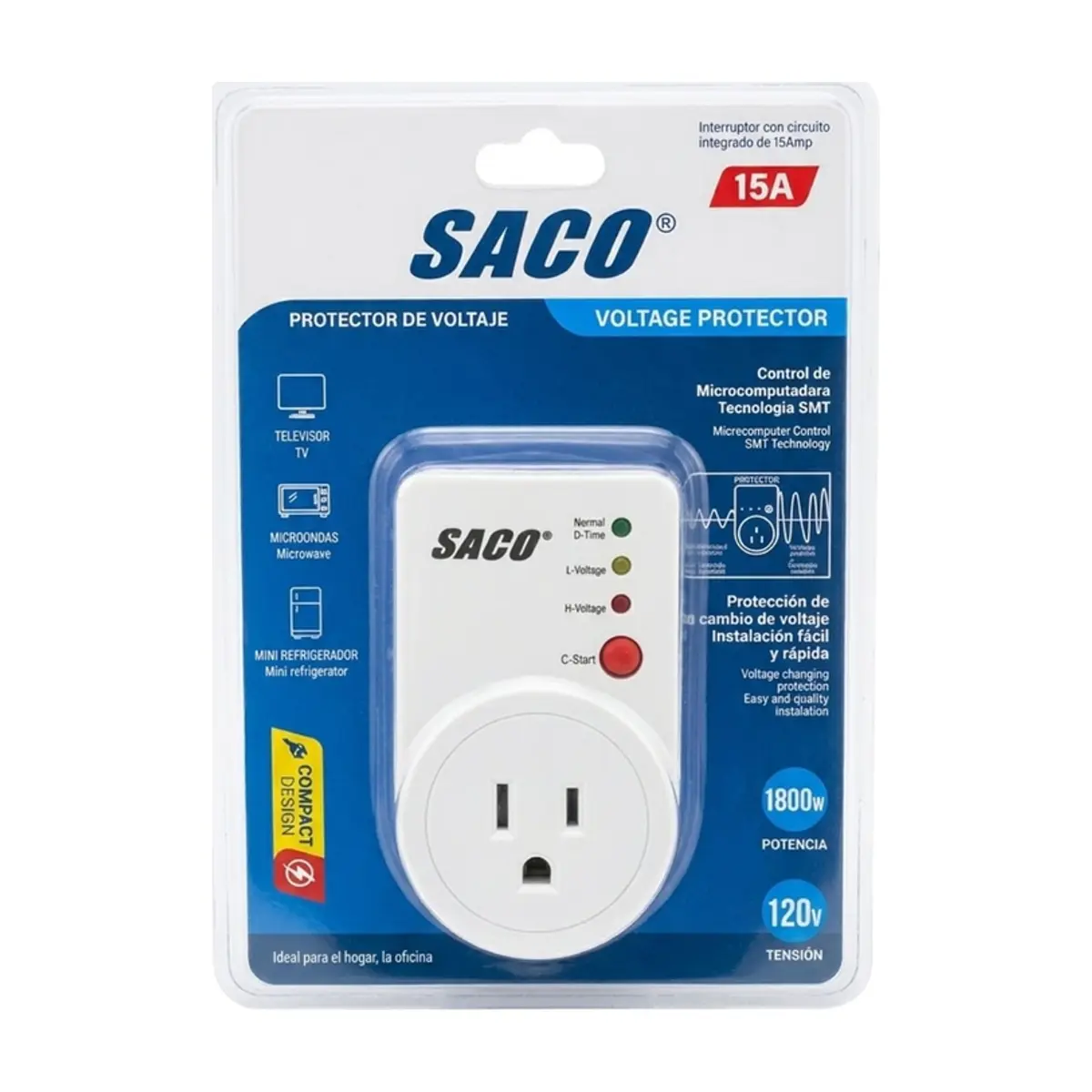 Protector de voltaje 15A / 1800W SACO - Miniatura 1