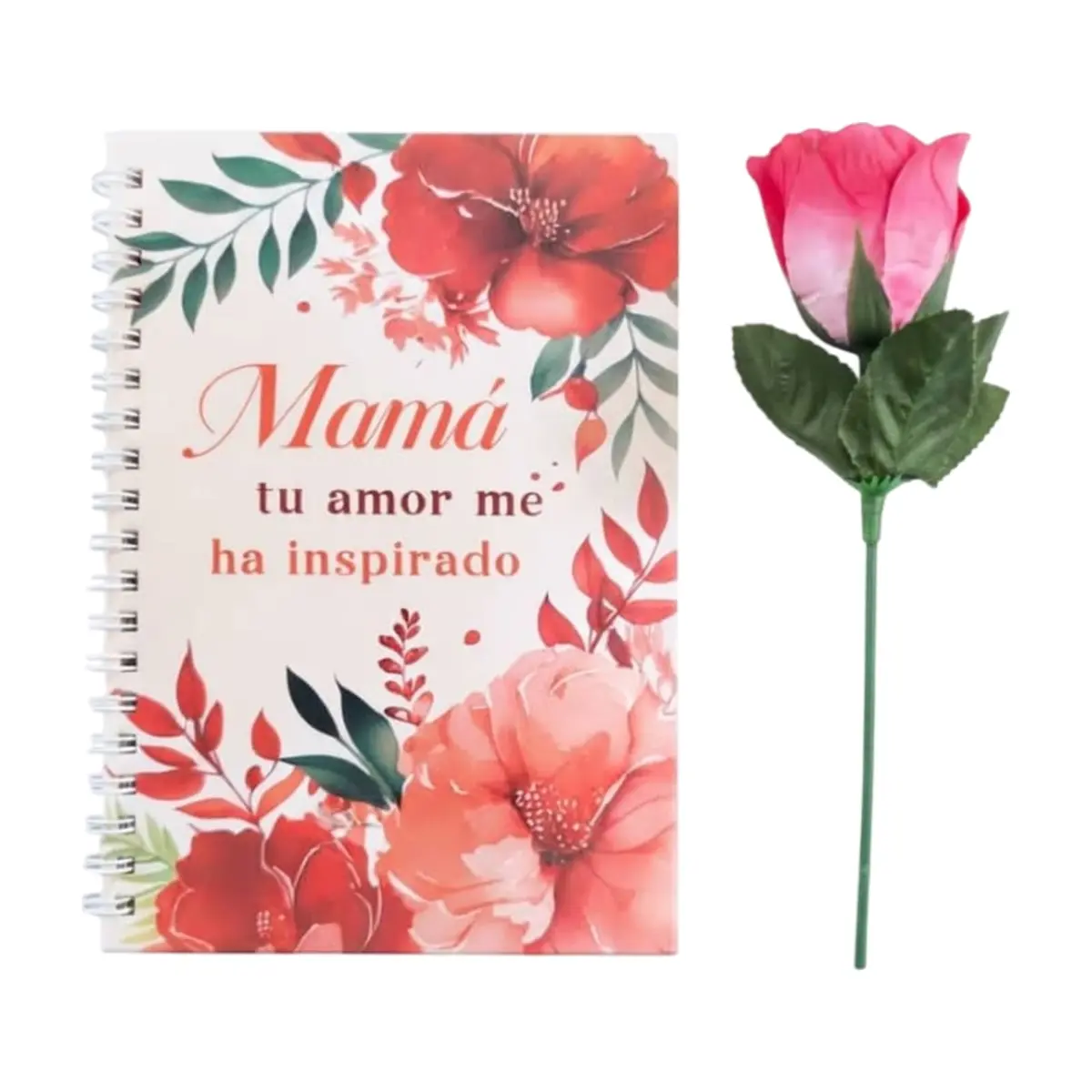 Estuche de regalo de agenda y flor artificial diseñado para mamá Tiara
