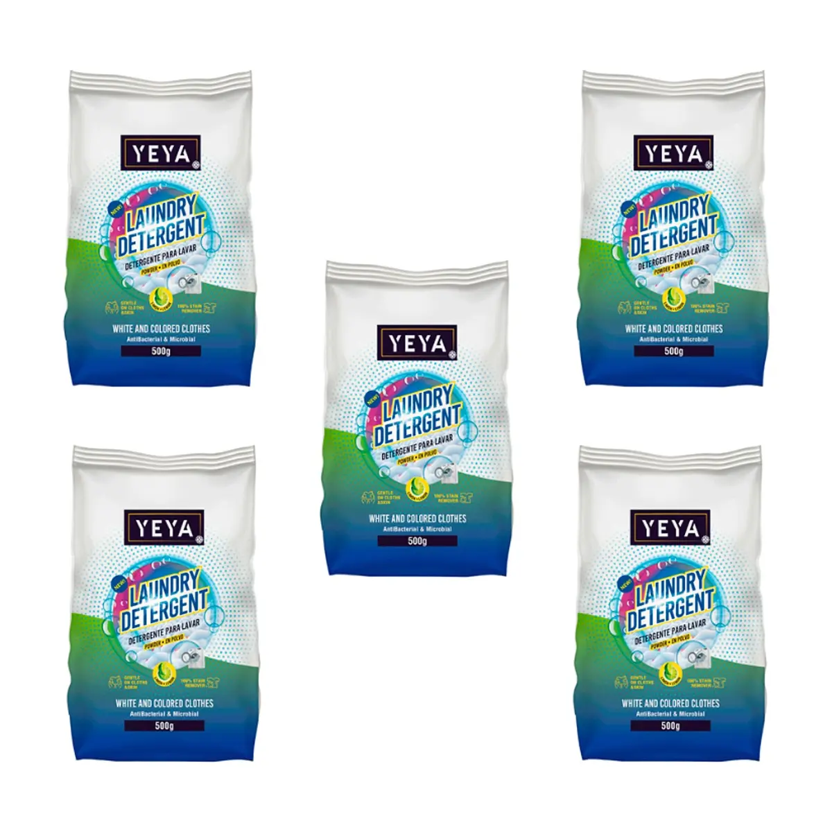 Detergente en polvo con aroma a limón YEYA (5 x 500 g / 1.1 lb)