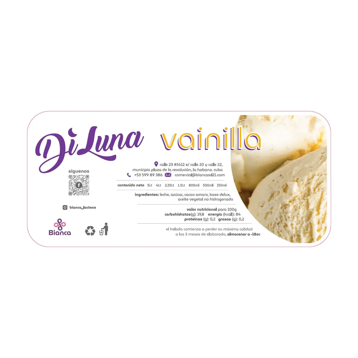 Helado sabor vainilla DiLuna (800 ml) - Thumbnail 2