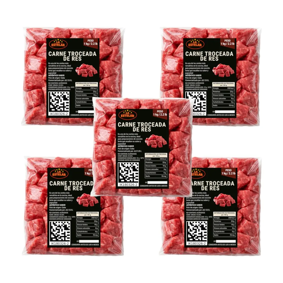 Carne de res troceada La Estelar (5 x 1 kg / 2.2 lb) - Imagen 1