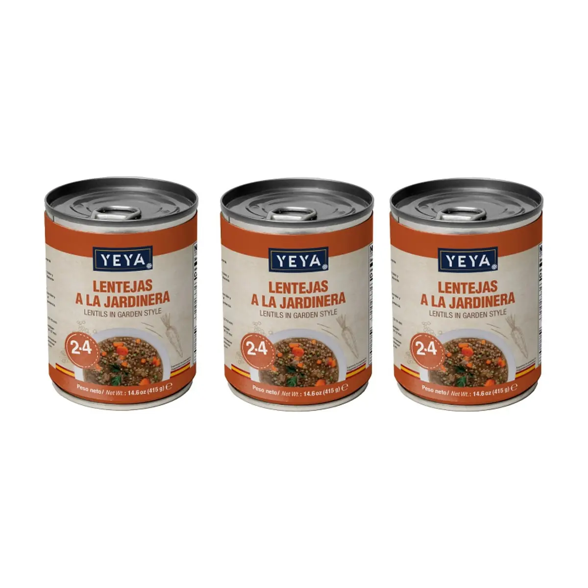 Lentejas a la jardinera YEYA (3 x 415 g / 14.6 oz) - Imagen 1