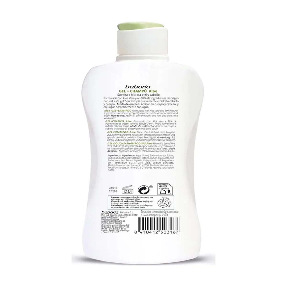 Gel & champú tonificante con Aloe Vera Babaria (200 ml) - Thumbnail 2